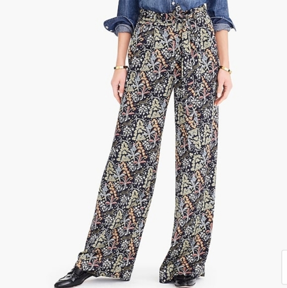 J. Crew Point Sur satin-back crepe paper-bag pant Jungle print 6 NWOT - Picture 2 of 7